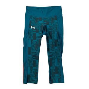 Under Armour Legging Womens Small Teal HeatGear Compression Wide Waistband Capri